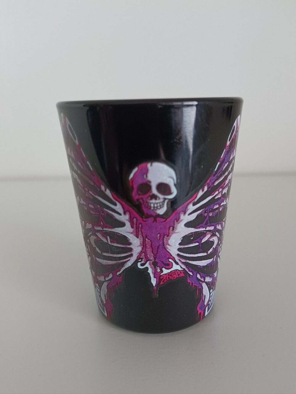 Skull Butterfly Skeleton Design Black Purple White Shot Glass Barware Collection